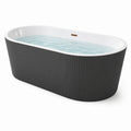 Vasca da bagno freestanding in acrilico nero e bianco con finitura scanalata, 170 × 80 × 58 cm