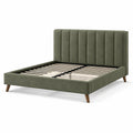Letto matrimoniale imbottito verde oliva 160 x 200 cm con testiera scanalata e rete a doghe