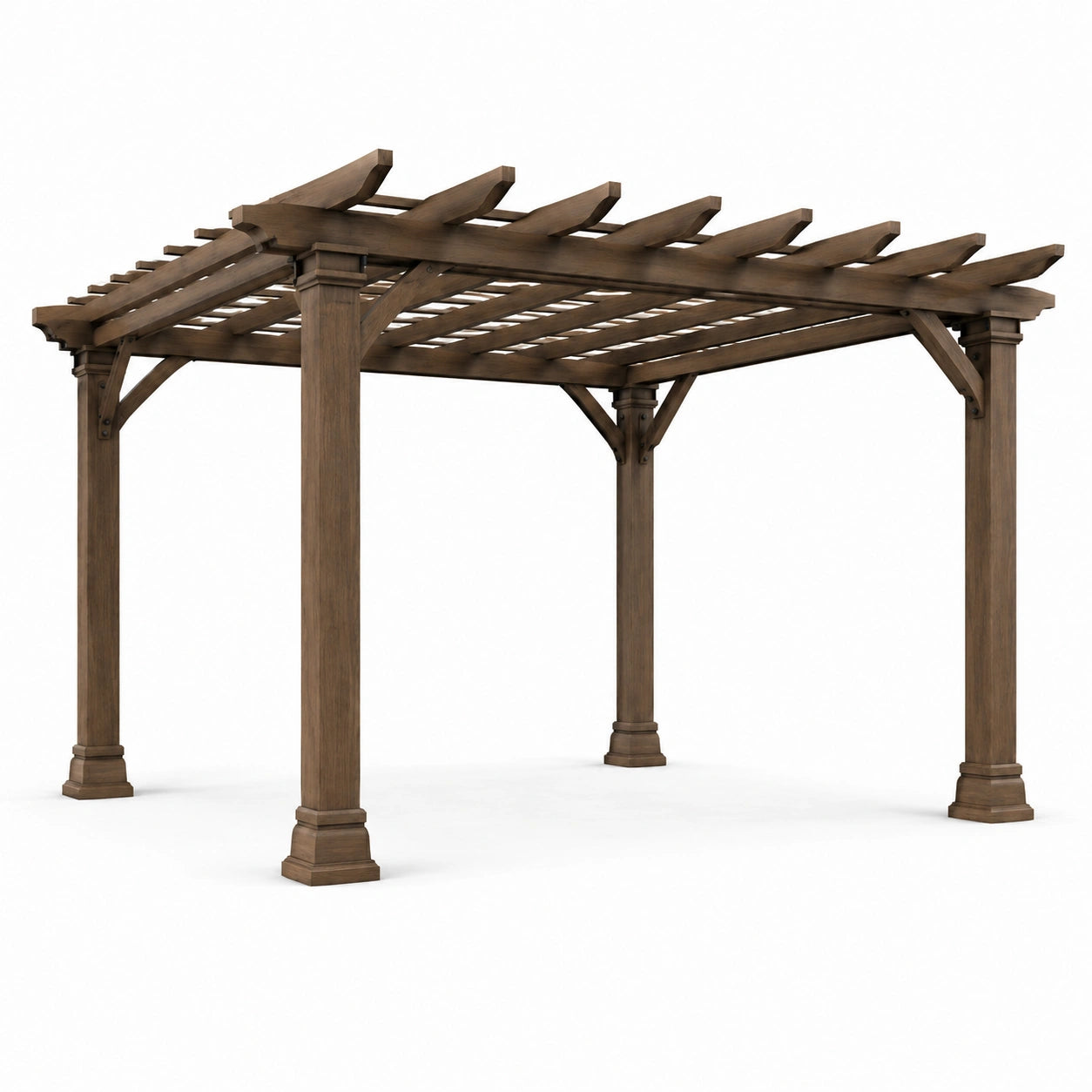 Pergola da giardino in legno marrone 400 × 300 × 260 cm con tetto aperto a griglia