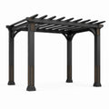 Pergola da giardino in metallo nero e marrone 300 × 300 × 250 cm con lamelle aperte