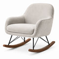 Poltrona a dondolo moderna 73 × 90 × 98 cm in tessuto beige con pattini marroni e struttura nera