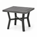 Tavolo da giardino quadrato grigio e nero 90 × 90 × 75 cm con piano a doghe e struttura in metallo